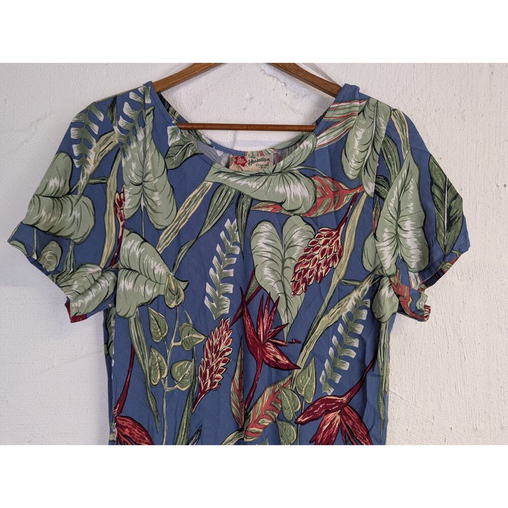 Vtg Hilo Hattie Hawaiian Original Maxi Dress 1990s Tropical Botanic Beach Large - Picture 3 of 6